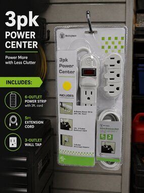 Westinghouse 3 Piece Power Center-Power Strip, Extension Cord, Wall Adapter NEW